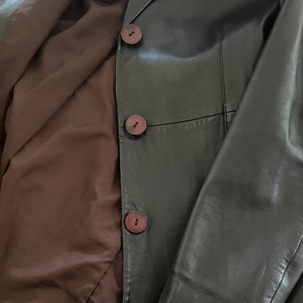Zara Sleek Black Genuine Real Leather Jacket: Black and Brown - Picture 11 of 16